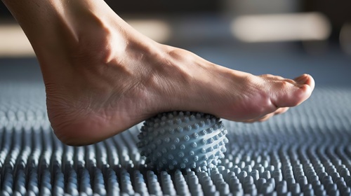 Foot Arch Massage Using Spiky Ball Foot Rolling On Spiky Massage Ball For Arch Relief