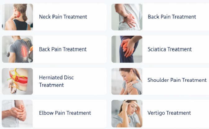 Common conditions treated by our Oakville chiropractor including neck pain, back pain, sciatica, vertigo, shoulder pain, and elbow injuries