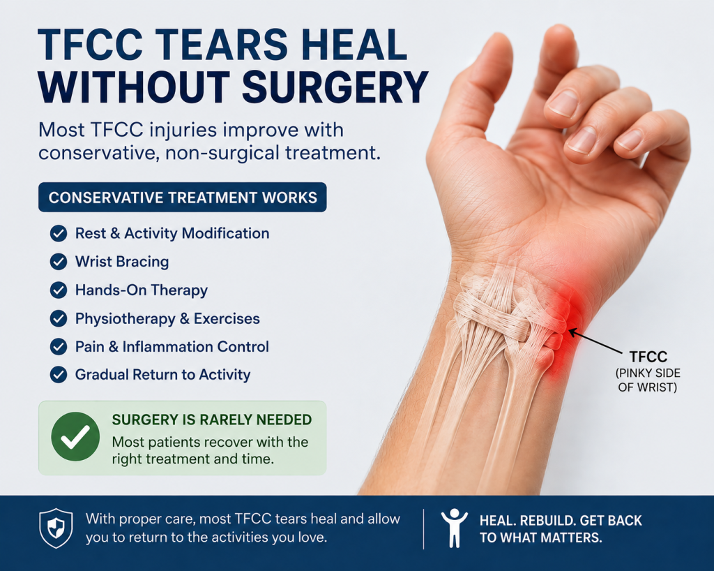 Meme of a TFCC injury that states in most cases surgery is not needed