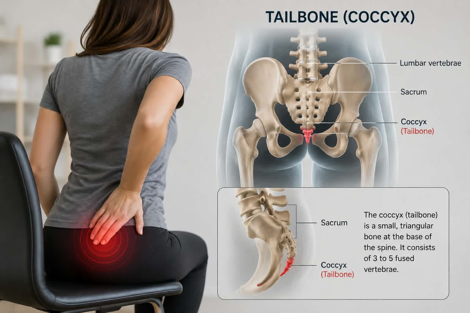 image of tailbone pain from sitting