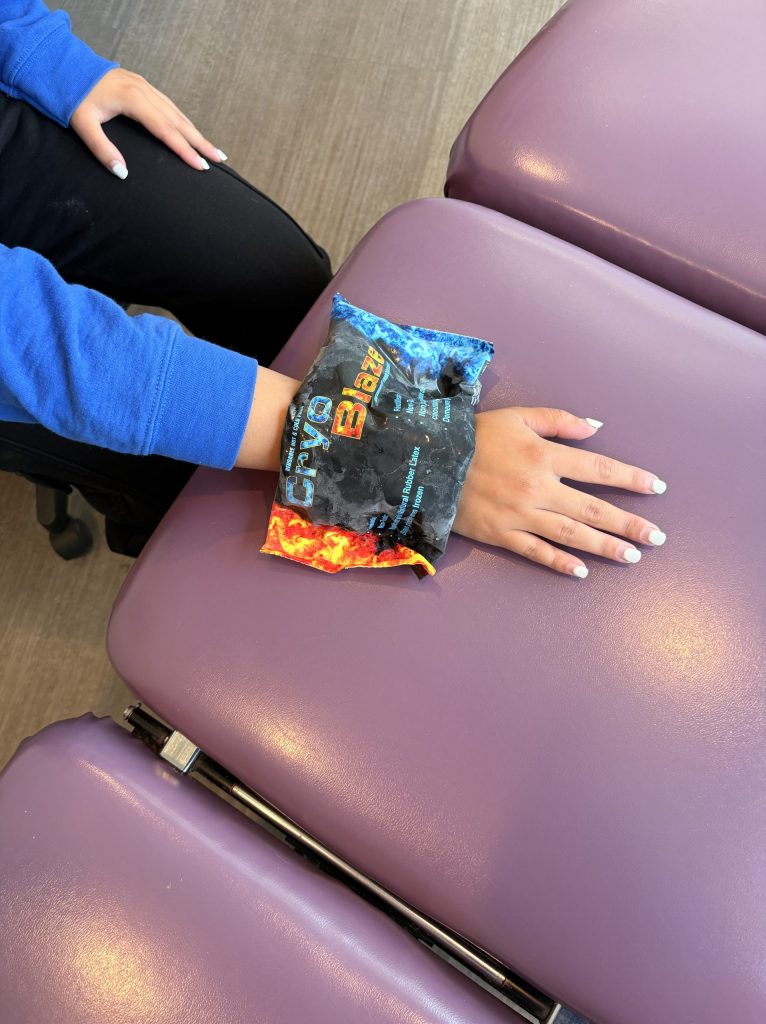 An Ice pack on a patients TFCC injury